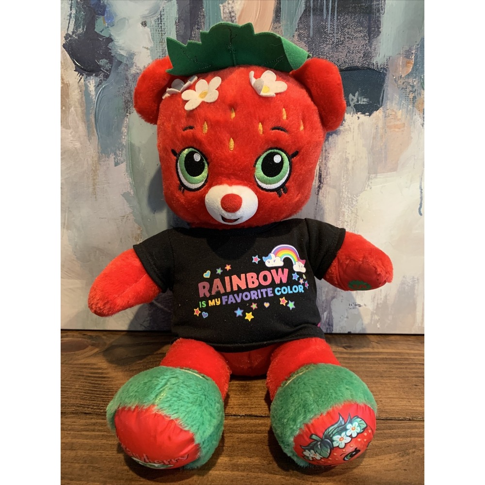 Build-A-Bear Strawberry Kiss Plush Shopkins Bear Red 17" Retired EUC